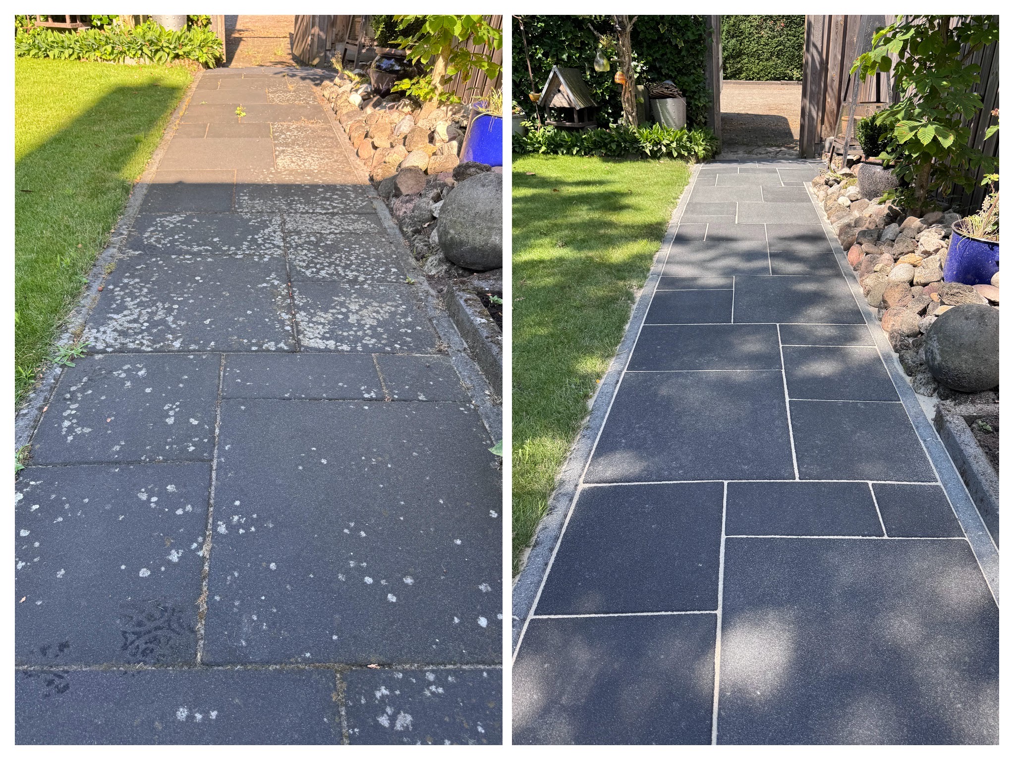 Voor en na van een tuinpad in Hardenberg